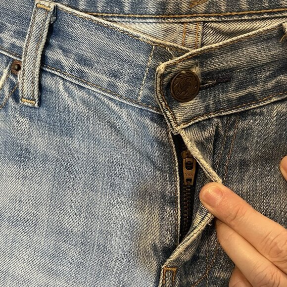 7 For All Mankind Dojo Jeans Women’s Size 29 Flare Low Rise Blue Zipper Cotton - Picture 10 of 13